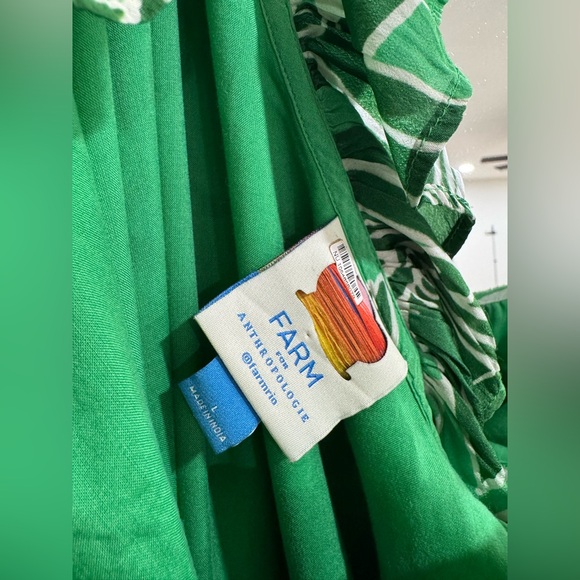 Farm Rio x Anthropologie Printed One-Shoulder Green Floral Ruffle Dress - Picture 5 of 9